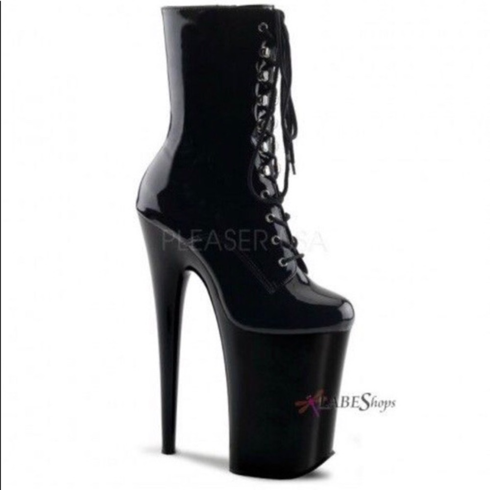 Pleaser Infinity 9” patent leather boots - 6